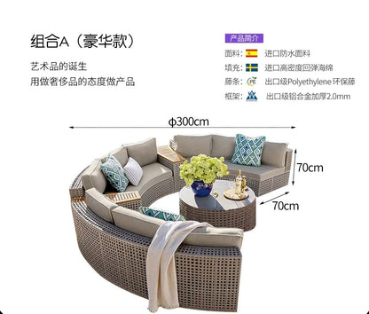 furniture sofa combination garden terrace leisure rattan circular courtyard outdoor open-air rattan chair for living room