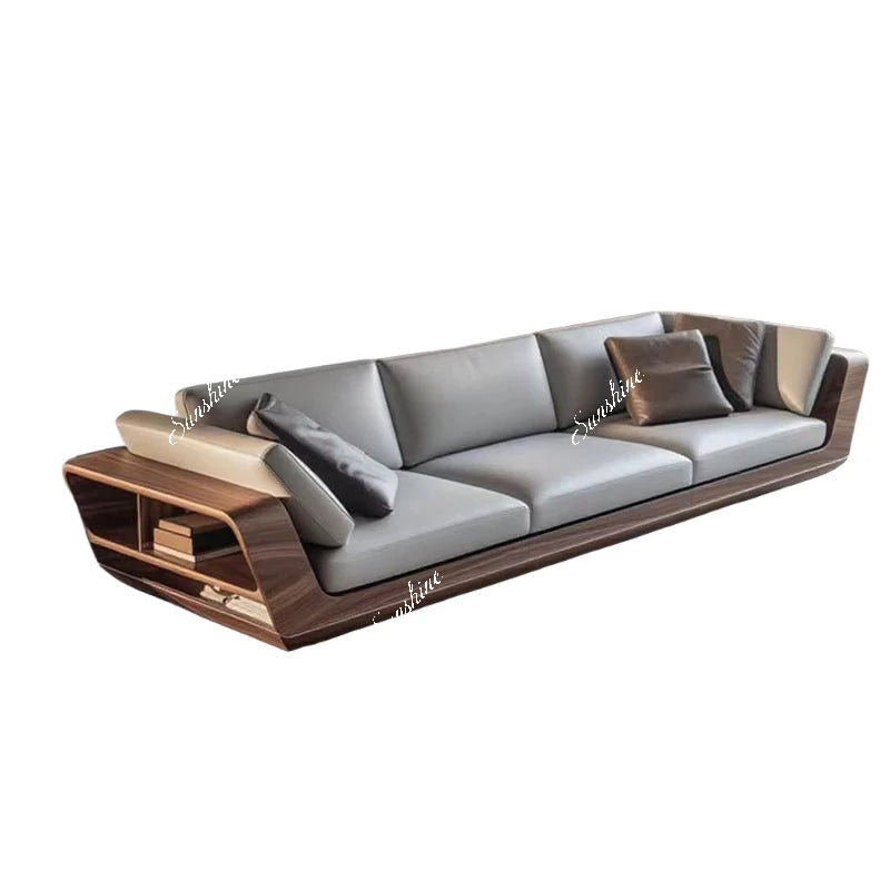 Italian minimalist, solid wood Nordic simple sofa living room villa hotel high-end straight row