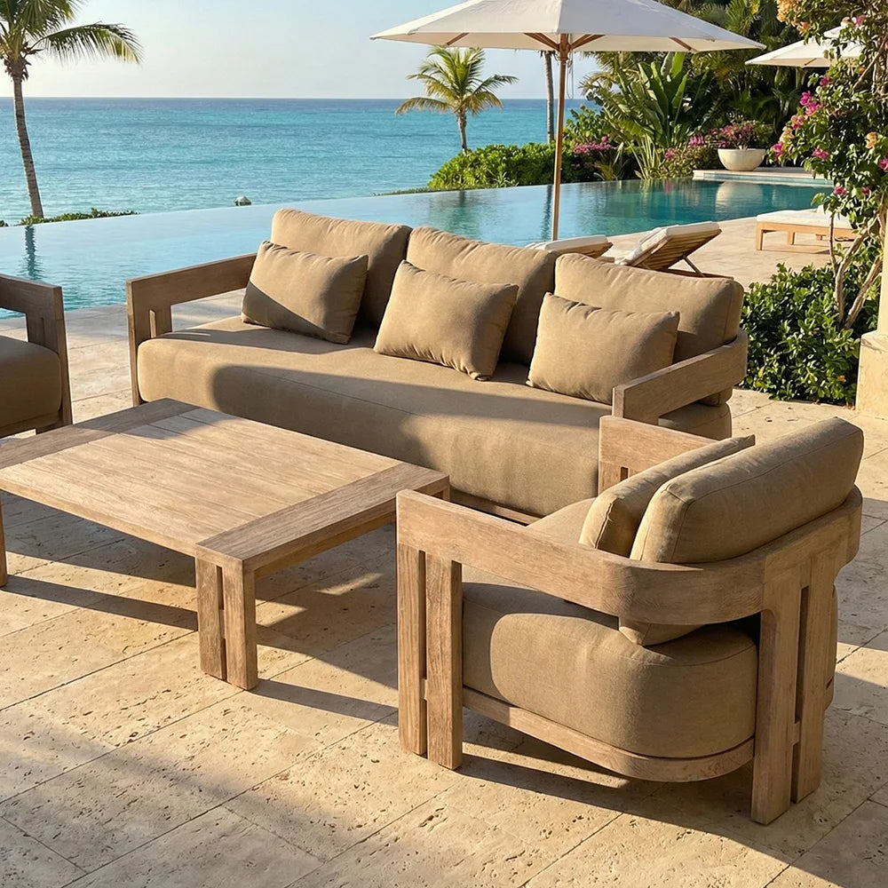 Luxury Customization Modern Outdoor Garden Dining Courtyard Sofa Set Hotel Villa Resort Commercial Teak Furniture Guangdong