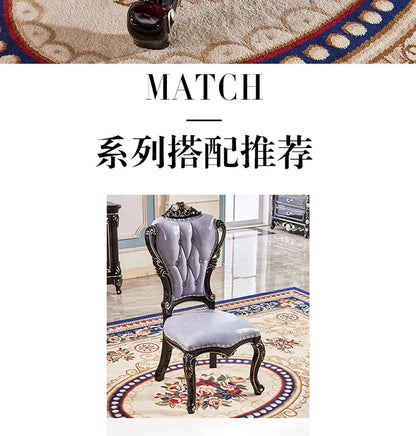 European marble dining table and chair combination American round table ebony French solid wood round home