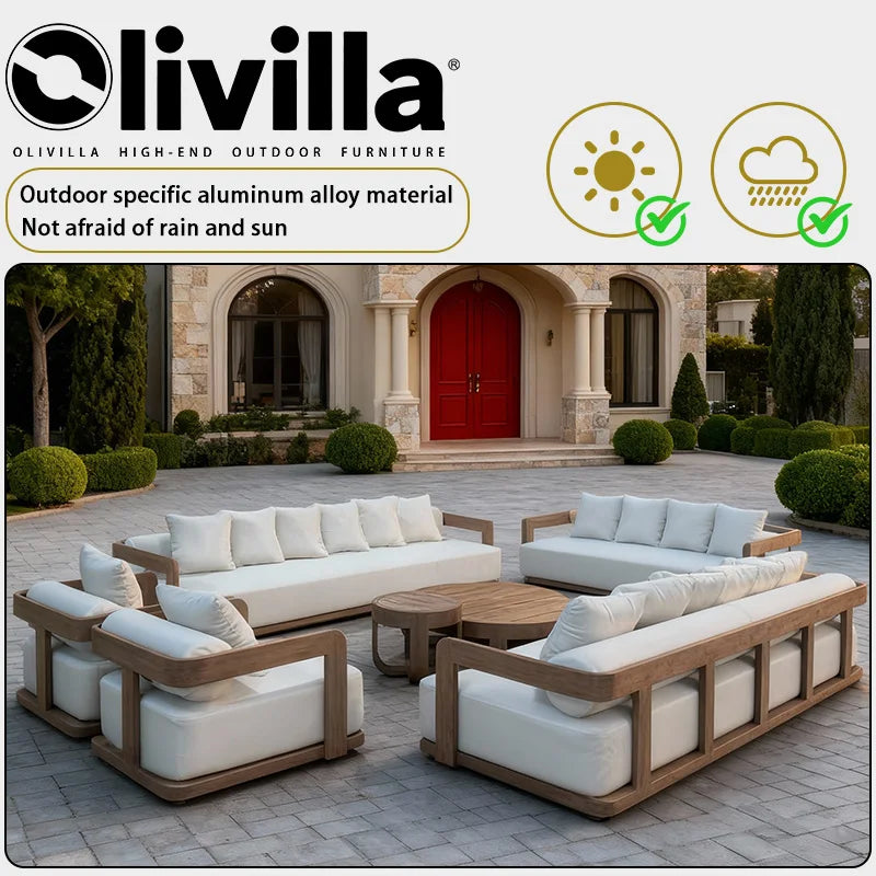 Patio Aluminum Furniture Comfortable Thick Upholstered Cushions Quick Dry StyleSofa Set for Garden Living Room Courtyard