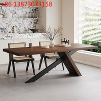 Nordic designer medium antique solid wood dining table, wabi-sabi wind home rectangular desk, living room eating table