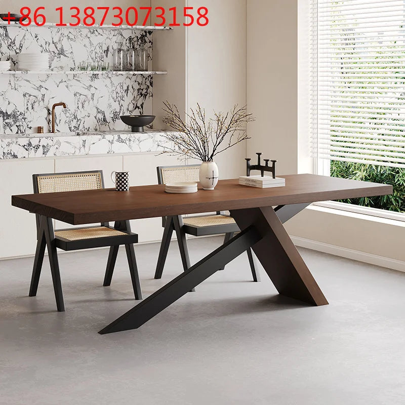 Nordic designer medium antique solid wood dining table, wabi-sabi wind home rectangular desk, living room eating table
