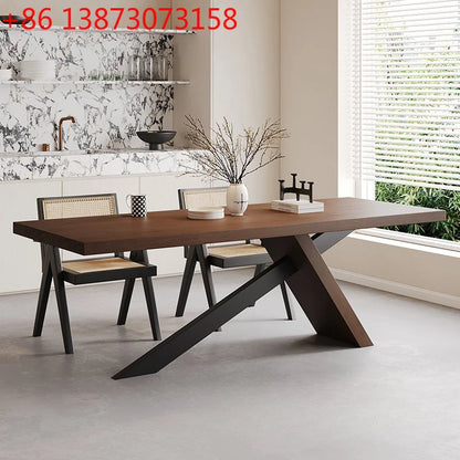 Nordic designer medium antique solid wood dining table, wabi-sabi wind home rectangular desk, living room eating table