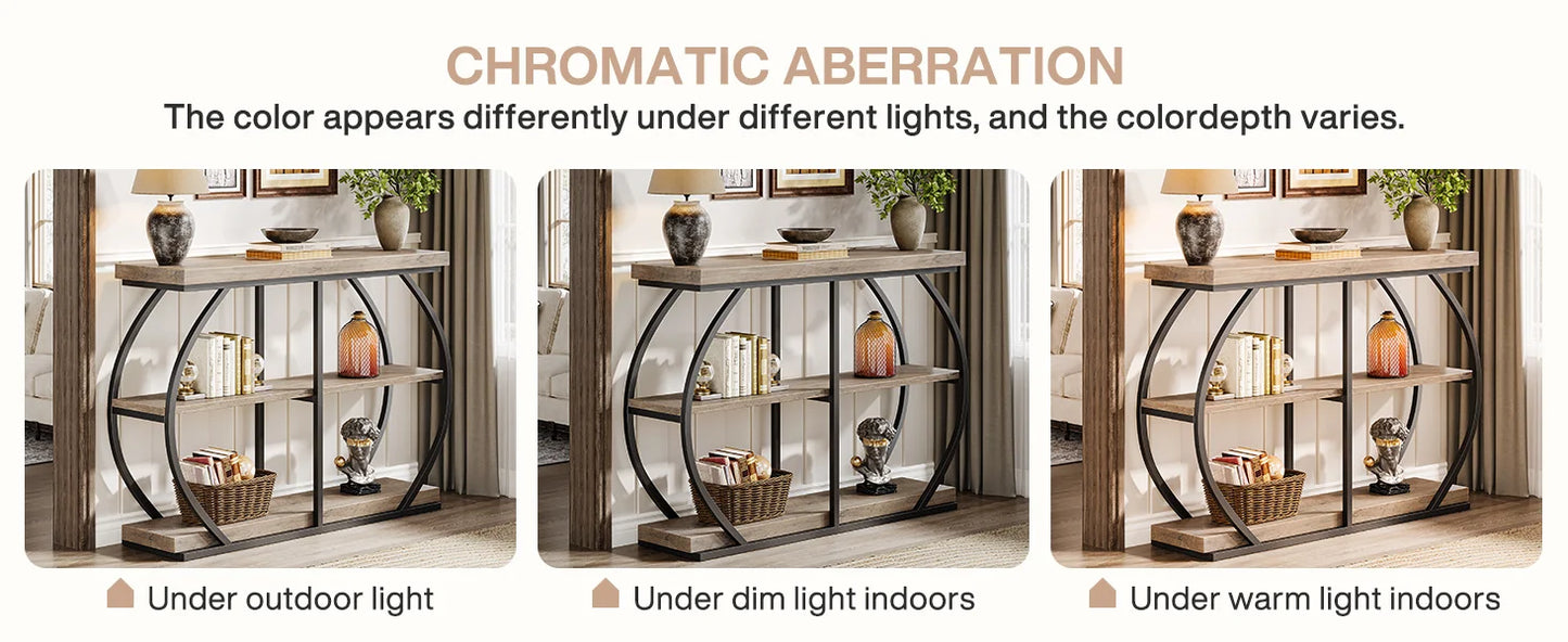 Tribesigns 41.3" Console Table, Industrial 3-Tier Entryway Table with Arched Metal Frame and Storage Shelves for Living Room