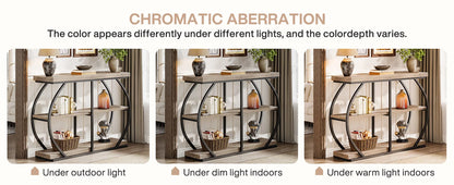 Tribesigns 41.3" Console Table, Industrial 3-Tier Entryway Table with Arched Metal Frame and Storage Shelves for Living Room