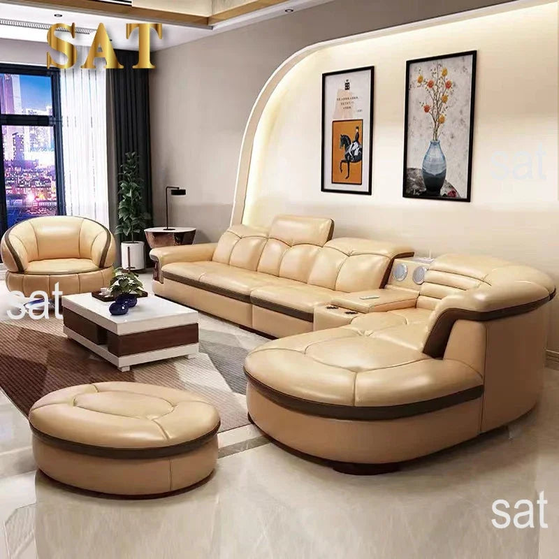 Contemporary Modern Leather Living Room Sectional Sofas Set 7 Seater Corner L Shaped Sofa Couch Bed Longue Indoor Furniture