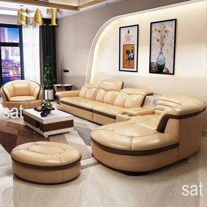 Contemporary Modern Leather Living Room Sectional Sofas Set 7 Seater Corner L Shaped Sofa Couch Bed Longue Indoor Furniture