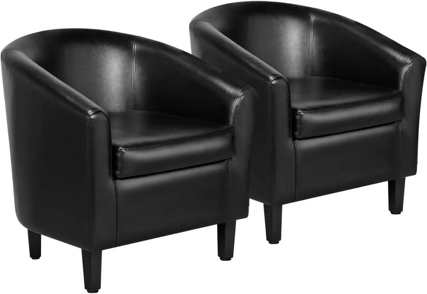 Barrel Chairs Set of 2, Faux Leather Club Chairs,PU Leather Accent Chairs, Waiting Room Chair with Soft Padded Seat for Bedroom