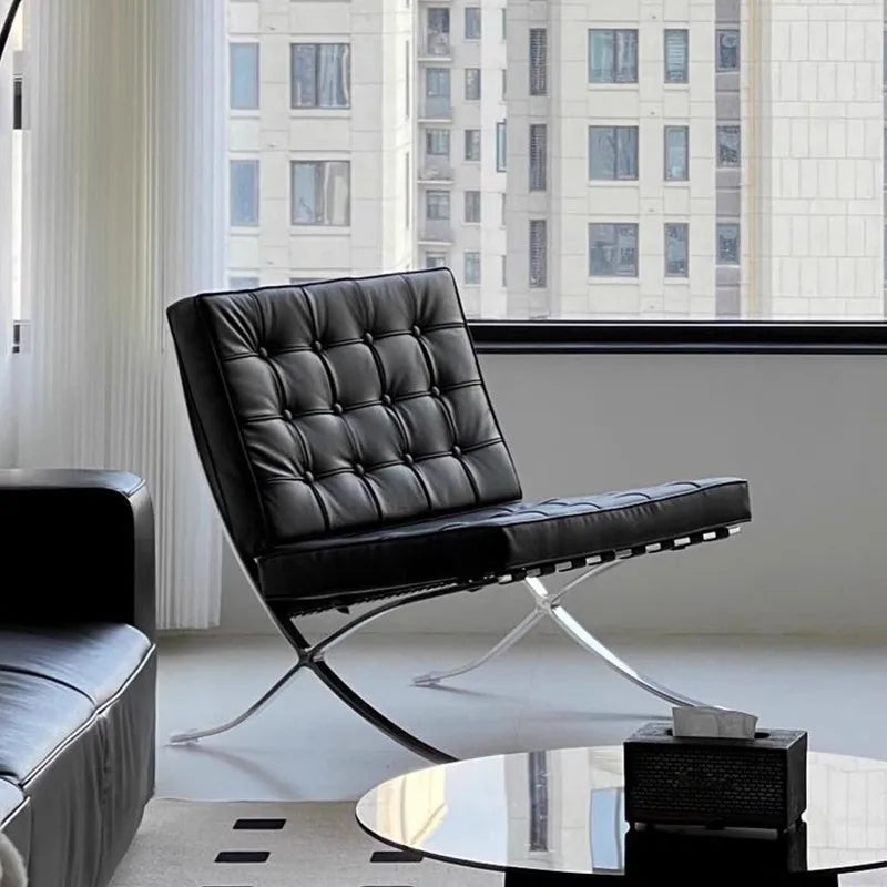 Comfortable Ergonomic Living Room Chair with Genuine Leather Backrest for Study, Cafe, and Gaming Use