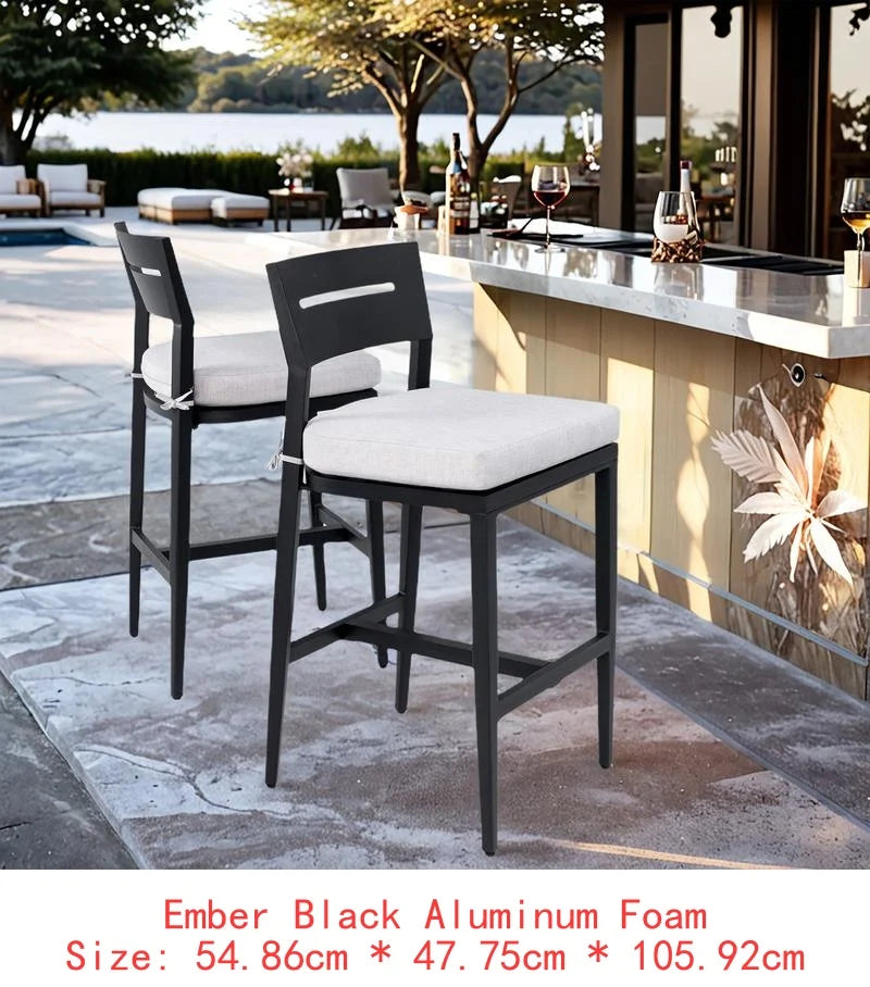 Modern Outdoor 2-Piece Swivel Bar Chairs - Aluminum Frame, 360° Swivel, Ergonomic Backrest, Tapered Legs, Sunbrella Cushion,