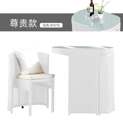 Balcony Small Table and Chair Rattan Chair Three-Piece Set Outdoor Tea Table Combination Terrace Courtyard Table and Chair