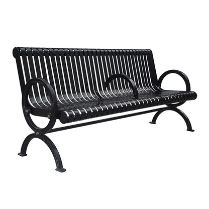 Outdoor Public Park 2 Person Steel Commercial Bench Seating Outside Garden Out Door Patio Rustic Metal Seat Bench with Back