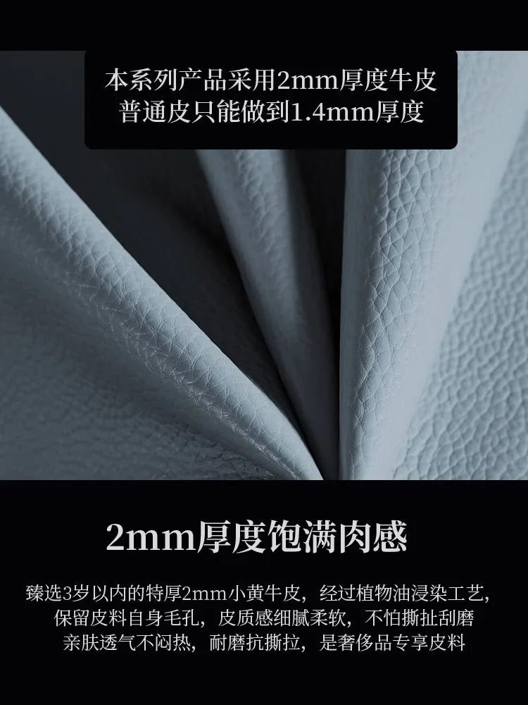 solid wood sofa leather first layer cowhide thick leather new Chinese style living room size apartment sofa combination set