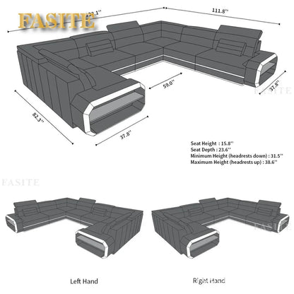 For 2022 High Quality Modern Luxury smart Leather Sectional Sofa Chairs Set Couch Living Room furniture Sofas With Led
