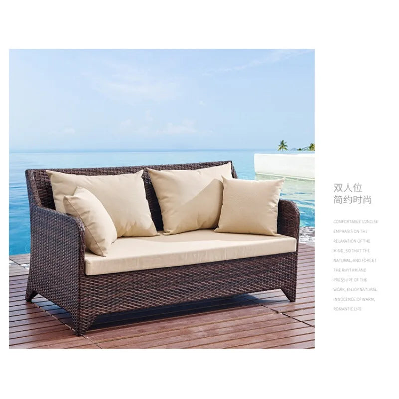 Wicker outdoor imitation rattan leisure living room courtyard balcony furniture sales office outdoor display negotiation sofa
