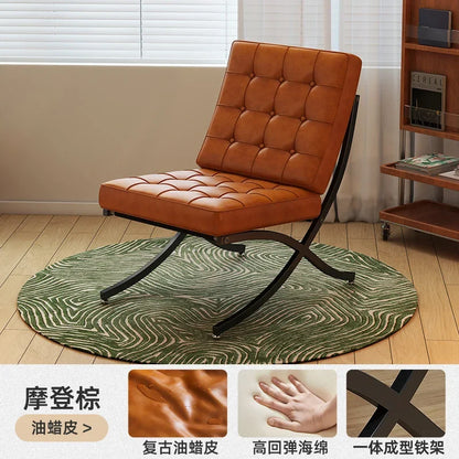 Single sofa, designer, Italian style, living room, leather, light luxury, leisure chair