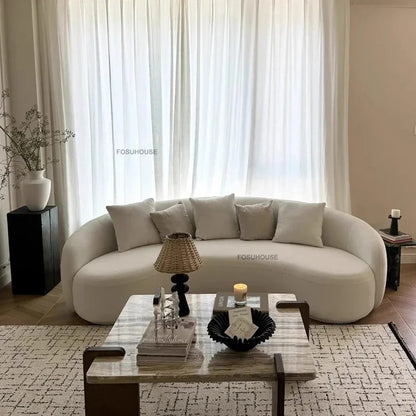 Creative Curved Living Room Sofas Nordic Fabric Cashew Lazy Sofa Reception Lounge Area Back Sofa Bed Home Living Room Furniture
