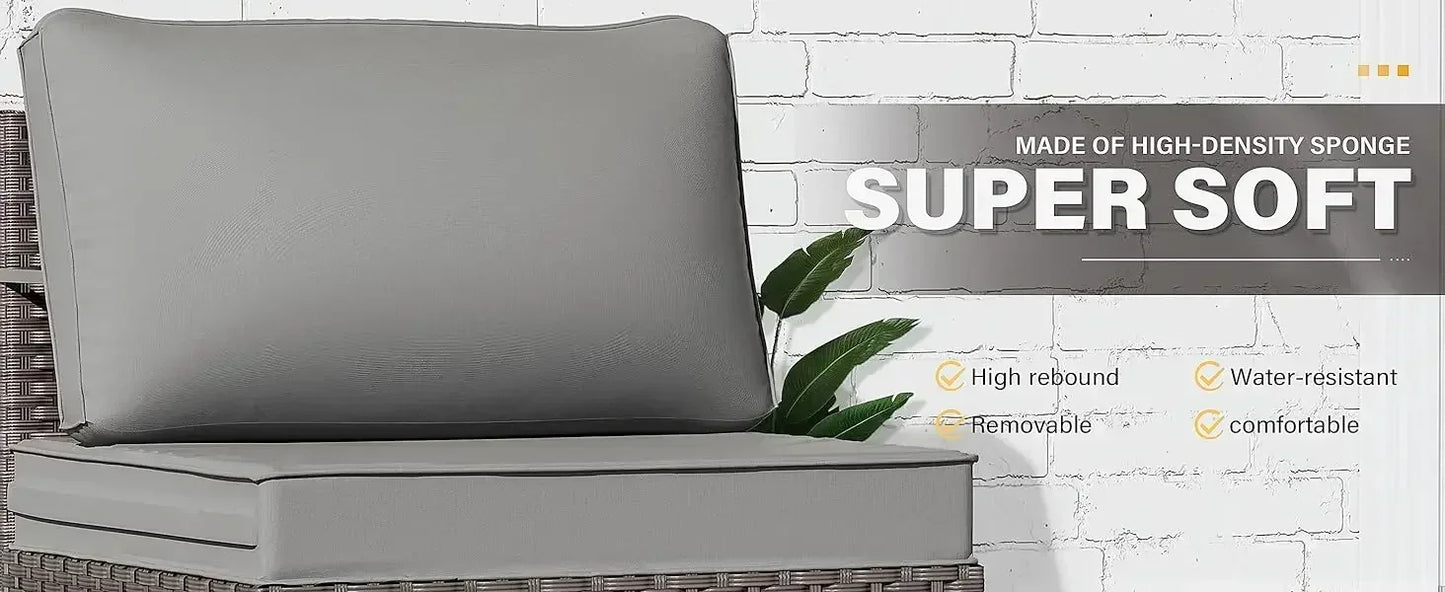 YND6-WQQkulavik 6PCs outdoor furniture set PE Wicker rattan sectional sofa patio conversation sets. navy blue