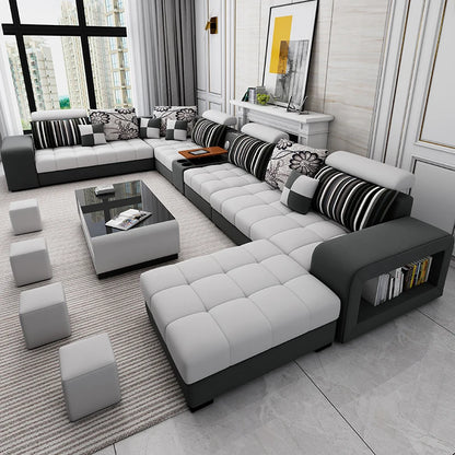 Modern Style Fabric Sectional Sofa Cum Bed Couch Living Room Sofas Set Home Luxury U Shaped Corner Sofa Set 7 Seater