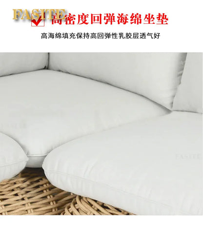 Outdoor rattan woven sofa, balcony, courtyard sofa, coffee table, outdoor rattan woven furniture