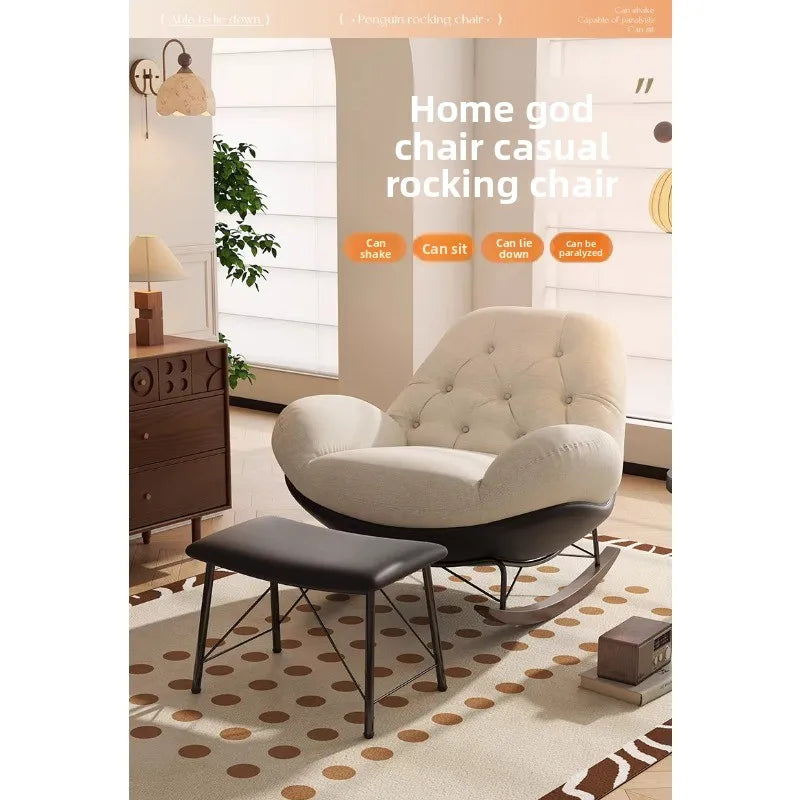Lazy Sofa Rocking Chair Bedroom Lounge Chair Carefree Adult Living Room Single Balcony Leisure Rocking Chair Recliner Chairs