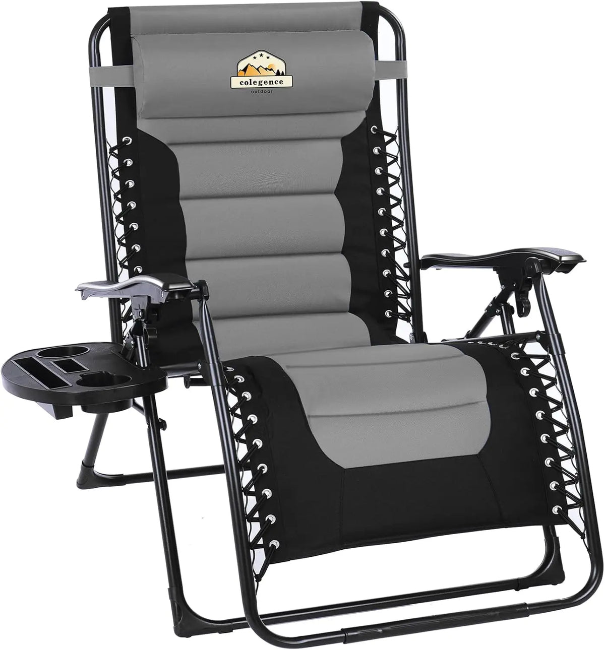 Oversized Padded Zero Gravity Lounge Chair, Foldable Patio Anti Gravity Reclining Chairs Folding Lawn Recliner Support 350 LBS