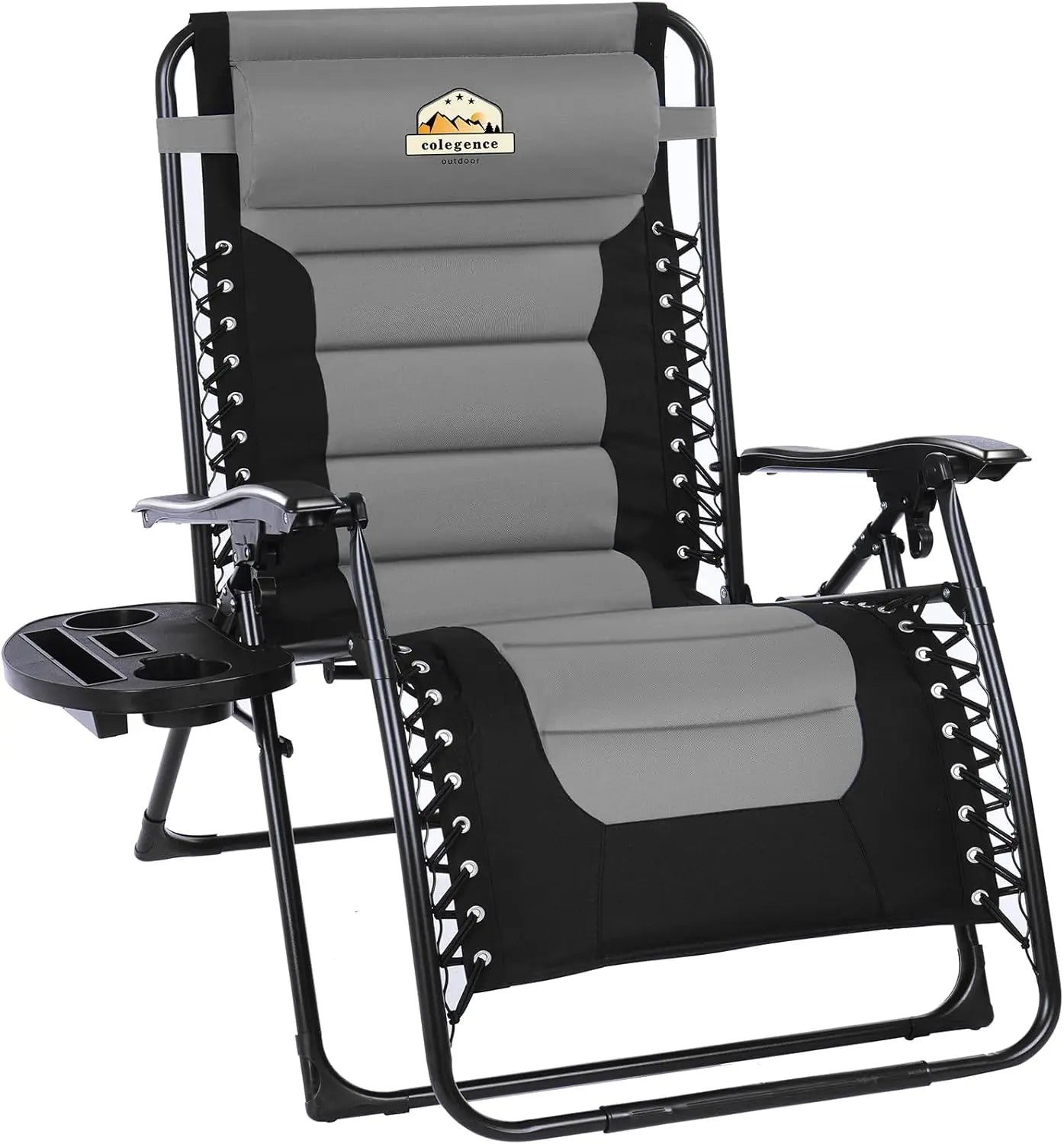 Oversized Padded Zero Gravity Lounge Chair, Foldable Patio Anti Gravity Reclining Chairs Folding Lawn Recliner Support 350 LBS