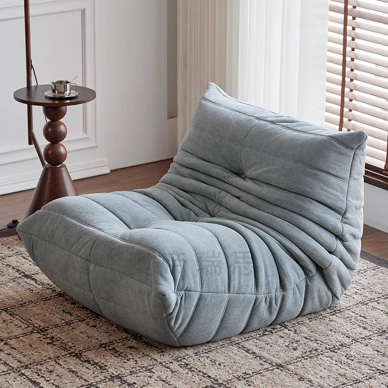 Caterpillar Sofa Togo Balcony Leisure Single Chair Fabric Down Can Lie Down And Sleep Cream Lying Lazy Sofa
