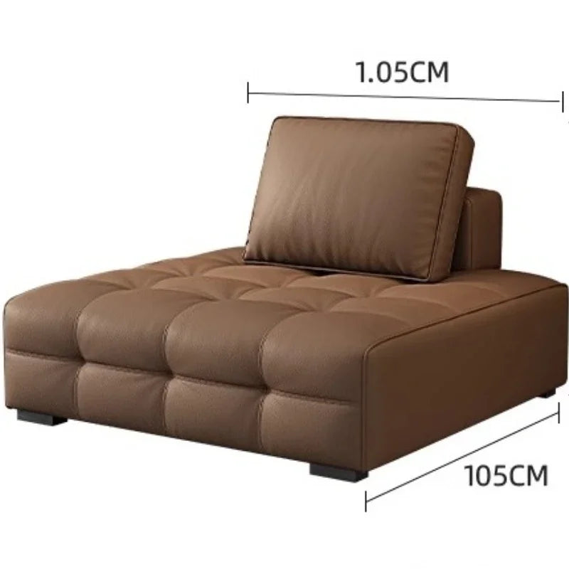 Modern Minimalist New Leather Living Room Lawrence Italian Light Luxury Straight L Shaped Sectional Lazy Soft Tatami Lounge Sofa
