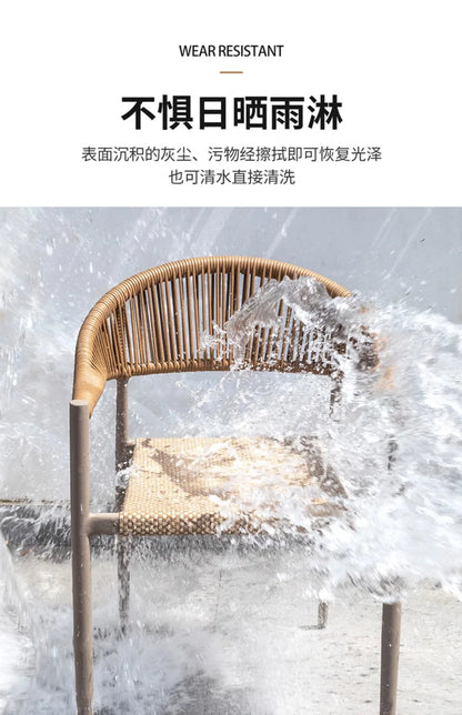 Outdoor table and chair courtyard villa leisure open-air balcony rattan chair Internet celebrity waterproof sunscreen garden
