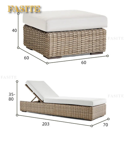 Outdoor sofa courtyard garden terrace leisure waterproof sunscreen art villa rattan furniture combination