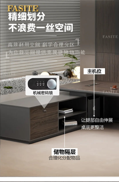 Modern boss desk light luxury high-end paint desktop large desk simple president table manager table and chair combination