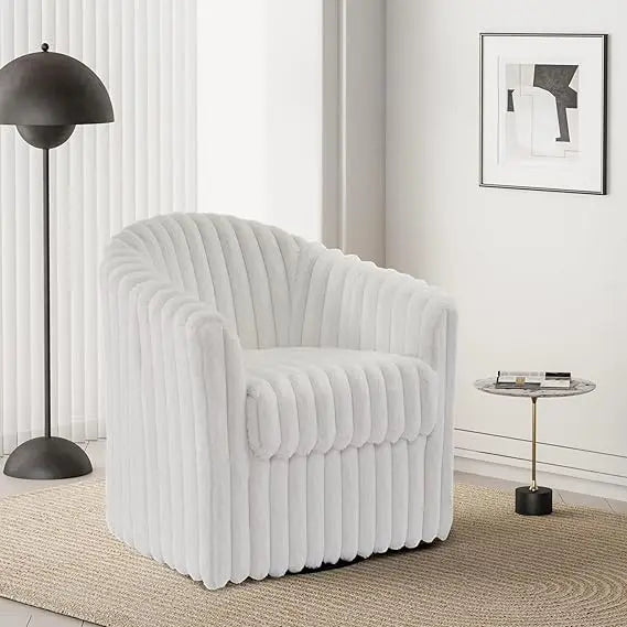 Swivel Accent Chair Armchair, Modern Round Single Sofa Seating Comfy Reading Barrel Chairs for Living Room Bedroom (Beige, Set o