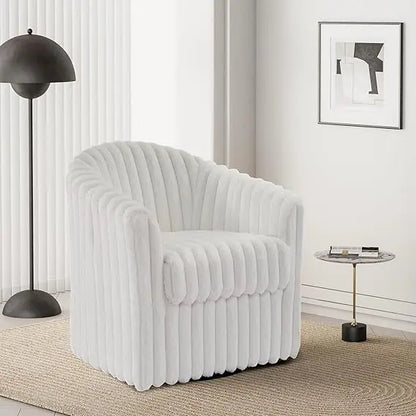 Swivel Accent Chair Armchair, Modern Round Single Sofa Seating Comfy Reading Barrel Chairs for Living Room Bedroom (Beige, Set o
