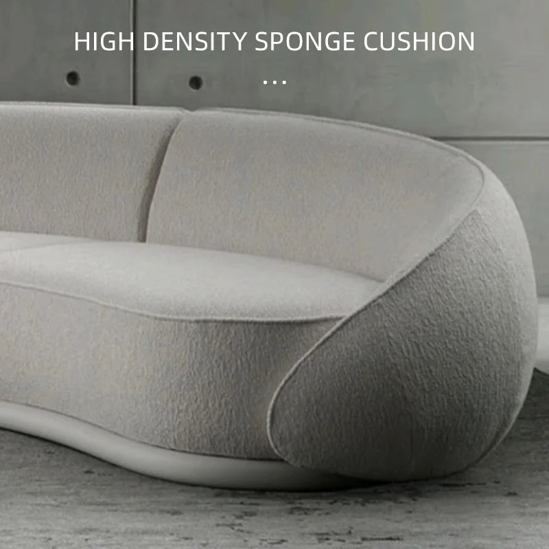 Luxury Nordic Lambswool Sofa Modern Curved Corner Living Room Sofas Stylish Comfort White Large Couch for Home Hotel Furniture