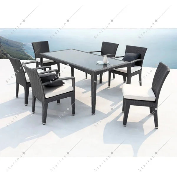 High Quality Flat Rattan Dinning Table and Chair Outdoor Furniture Garden Patio Set Outdoor Garden Furniture Sets