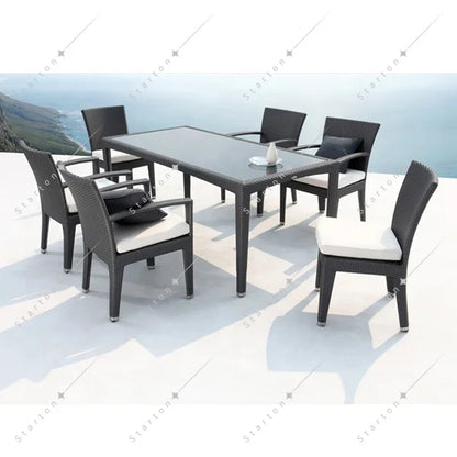 High Quality Flat Rattan Dinning Table and Chair Outdoor Furniture Garden Patio Set Outdoor Garden Furniture Sets