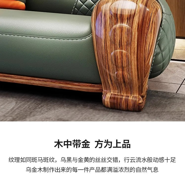 European-style villa, luxury ebony wood, leather art sofa