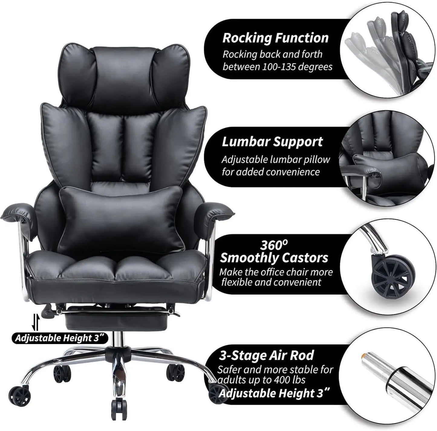 Swivel Chair Ergonomic Office Desk Chair With Lumbar Support Rolling Home Office Computer Room Seating Sillas Escritorio Luxury