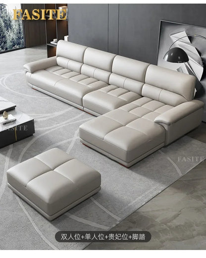Premium Simple and modern combination imported concubine sofa size apartment living room first layer cowhide leather art sofa