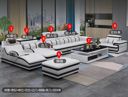 New Fashion L Shape Smart Massage Couch Living Room Furniture Leather Sofas