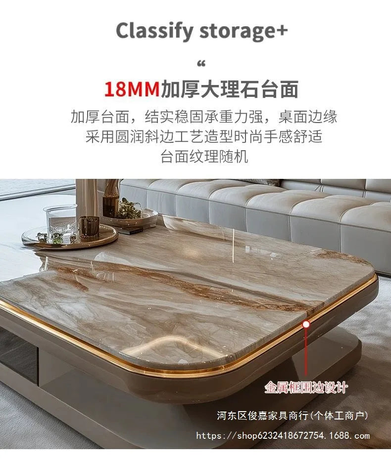 Light luxury modern coffee table microcrystalline stone high-end home high-end new living room villa marble lengthening