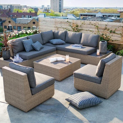 American Courtyard Furniture Leisure Rattan Sofa Chairs Outdoor Modern Country Corner Garden Sofas Patio Furniture Set y