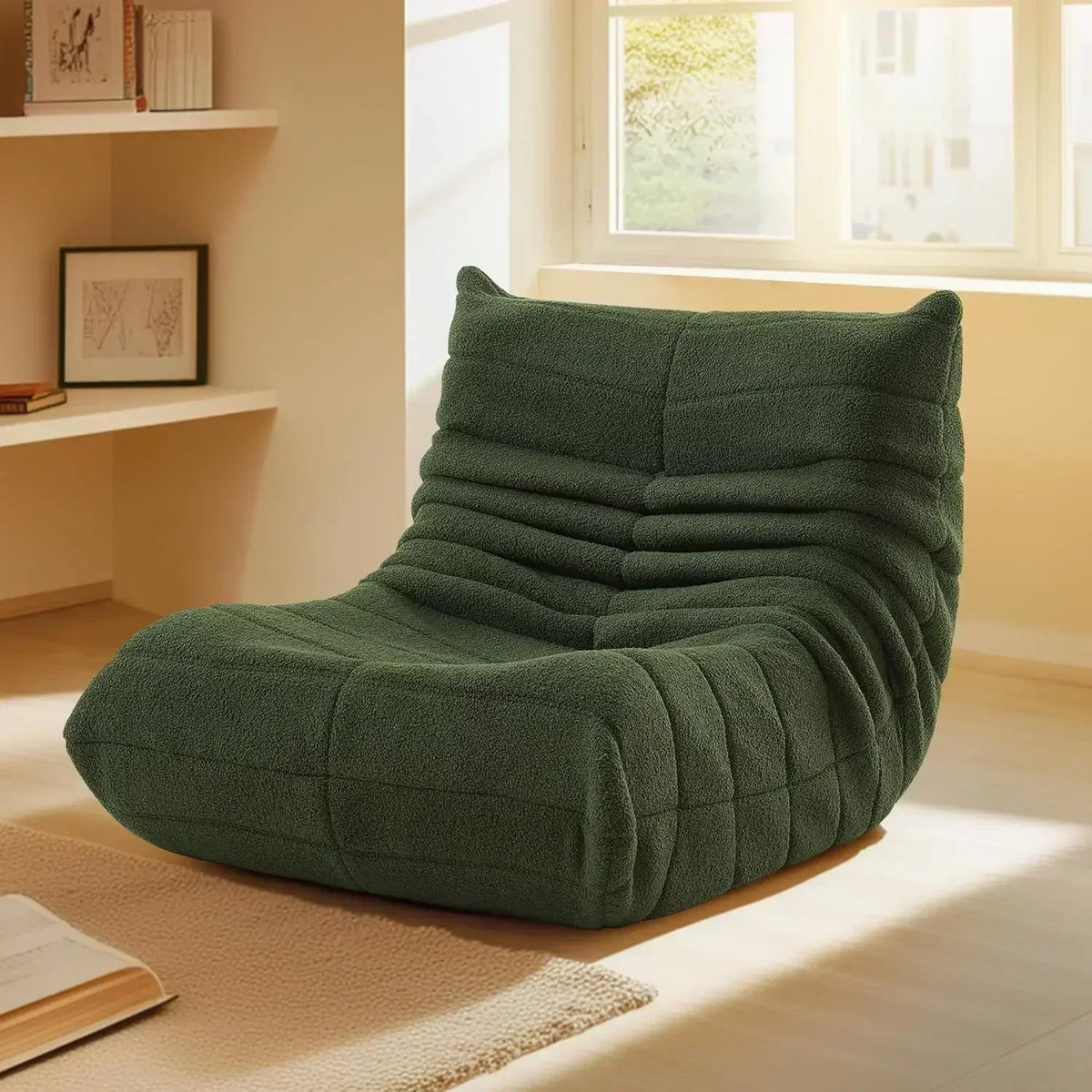Single sofa living room bedroom lazy fabric leather leisure chair small apartment cream wind