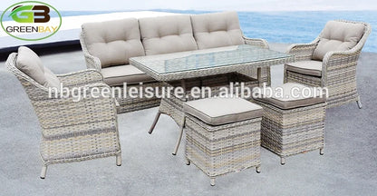 Luxury Outdoor Garden Sofa Set Modern Design Rattan Backrest Patio Furniture for Hotels&Villa Hall&Apartment Enhanced Comfort