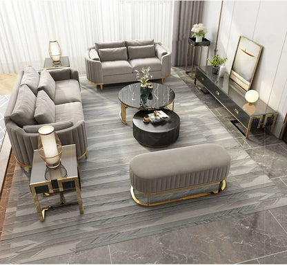 Modern Living Room Upholstery Velvet Sofa Set Tufted Designer Accent Golden  Luxury Office Reception Sofa Chair