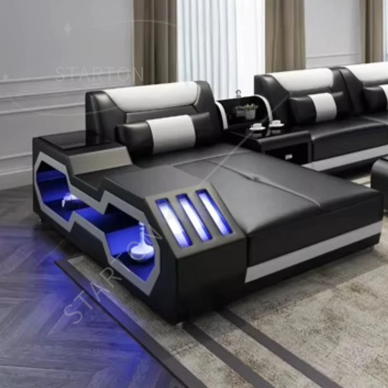 Modern Couch Living Room Leather High Back Comfortable Home Use Sofa