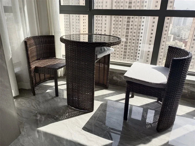 Nordic Outdoor Furniture Rattan Garden Furniture Sets Minimalist Dining Table Chair Set Courtyard Balcony Table and Chair Set XX