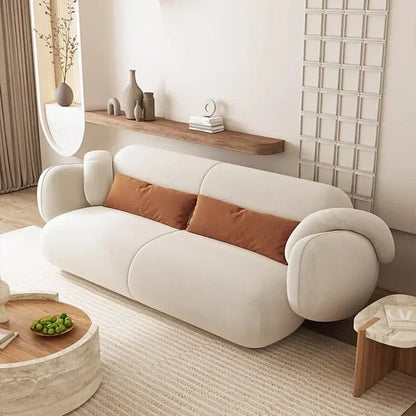 White Technology Cloth Sofa Set Modern King Size Foam Sponge Tatami Couch Large Reading Design Soft Big Bank Bedroom Furniture